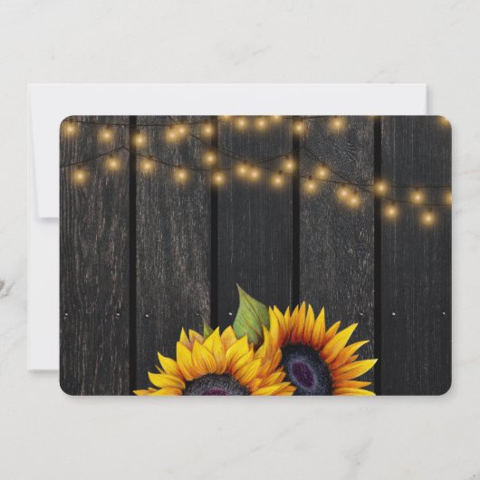 Rustige touwlichten zonnebloembruiloft kaart (Achterkant)