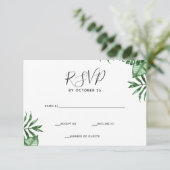 Rustige tropische Natuur botanische groen-bruiloft RSVP Kaartje (Staand voorkant)
