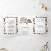 Rustige Tropische palmbladeren, Floral Wedding Drieluik Uitnodiging (Binnen)