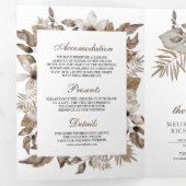 Rustige Tropische palmbladeren, Floral Wedding Drieluik Uitnodiging (Binnenzijde eerst)