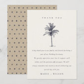 Rustige tropische palmboom - marinekraft bruiloft bedankkaart (Voorkant / Achterkant)