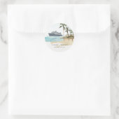 Rustige tropische zeebaars cruise Palm Wedding Ronde Sticker (Tas)