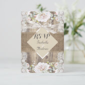 Rustige Trouw Beige Witte Rozen Hout RSVP (Staand voorkant)