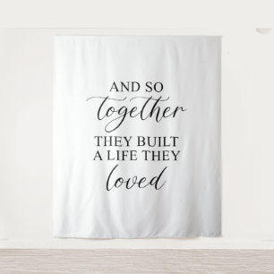 Rustige Trouw Romantische Trouw Spreuk Banner Wandkleed