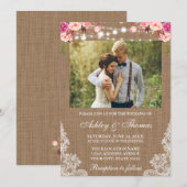 Rustige Trouwfoto met Jute Zakdoek Lichtjes Kant B Kaart (Voorkant / Achterkant)