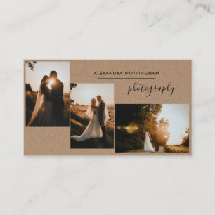 Rustige trouwfotografie met drie foto's collage visitekaartje