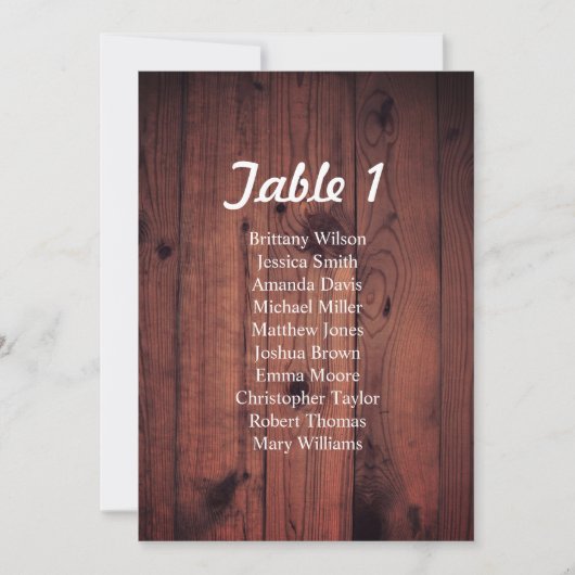 Rustige trouwzitjes. Houttafel Kaart (Voorkant)