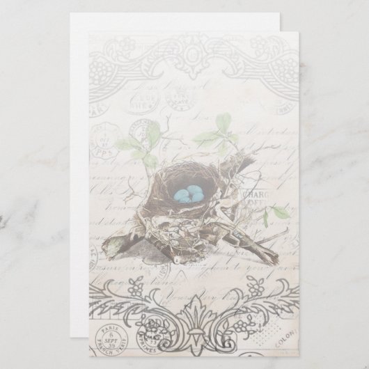 rustige tsjechië : botanisch vogelnest briefpapier (Voorkant / Achterkant)