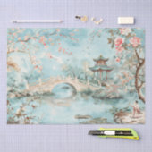Rustige Tuinbrug Chinoiserie Waterverf Tissuepapier (Craft)