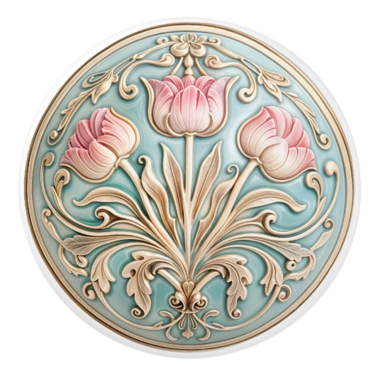 Rustige Tulip Trio Keramische Knop Pull (Voorkant)