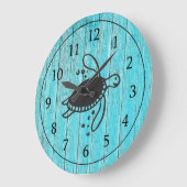 Rustige Turquoise Wood Turtle Beach Nautical Grote Klok (Hoek)