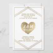 Rustige typografie goudhartgeometrische bruiloft kaart (Voorkant)