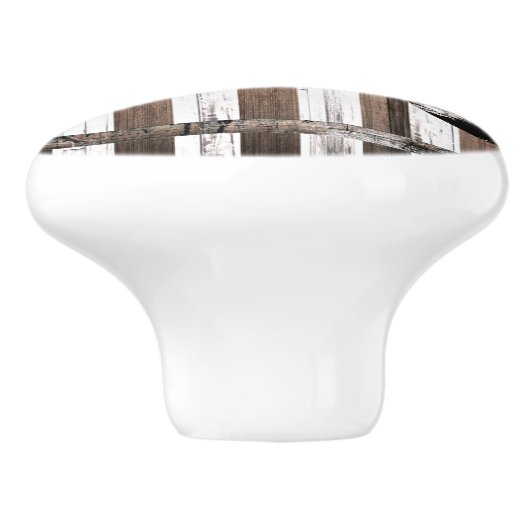 Rustige, uit meerdere houten witten en bruine sche keramische knop (Zijkant)