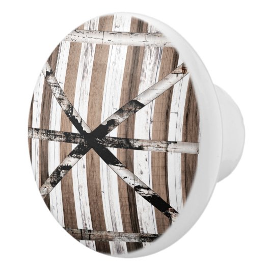 Rustige, uit meerdere houten witten en bruine sche keramische knop (Rechts)