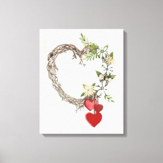 Rustige Valentijn Heart Wreath II Canvas Afdruk (Voorkant)