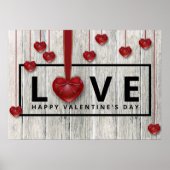 Rustige Valentijnsdag met hout Moderne LOVE Red He Poster (Voorkant)