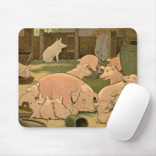Rustige Varkens en biggen op het Boerderij Muismat (Met muis)