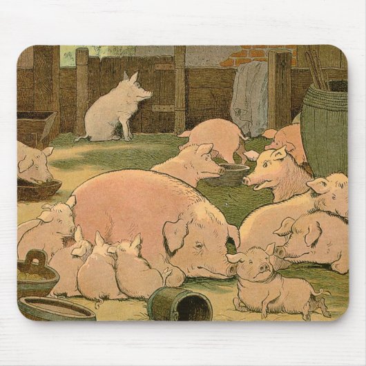 Rustige Varkens en biggen op het Boerderij Muismat (Voorkant)