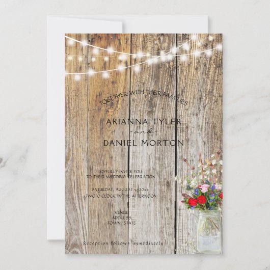 Rustige ventilator Bouquet Mason Jar String Lights Kaart (Voorkant)