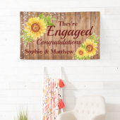 Rustige Verloving gefeliciteerd Sunflower Party Spandoek (Insitu)