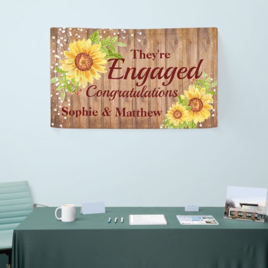 Rustige Verloving gefeliciteerd Sunflower Party Spandoek (Beurs)