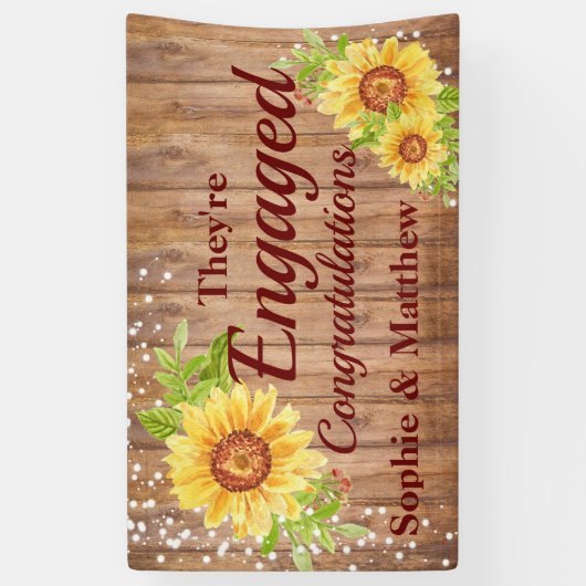 Rustige Verloving gefeliciteerd Sunflower Party Spandoek (Verticaal)