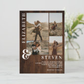 Rustige, vette ampersand 5-fotogrid bruiloft kaart (Staand voorkant)