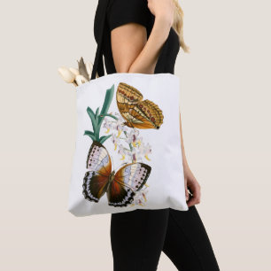 Rustige Vintage Vlinders en Bloemenkunst Draagtas