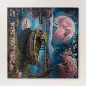 Rustige Vissende boot op Lake Mount Fuji vulkaan Legpuzzel (Horizontaal)