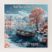 Rustige Vissende boot op Lake Mount Fuji vulkaan Legpuzzel (Verticaal)