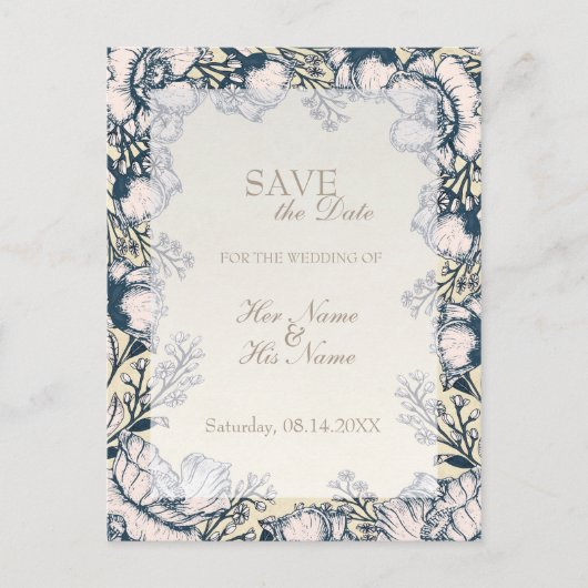 Rustige  Vloerbloem BEVESTIGEN de Datum Aankondigingskaart (Voorkant)