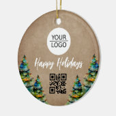 Rustige Voeg je Logo QR Code Aangepaste tekstpromo Keramisch Ornament (Links)