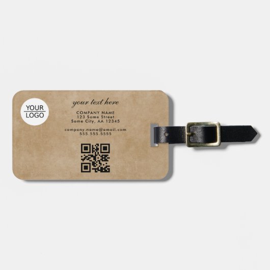 Rustige Voeg Logo QR Code Aangepaste tekstpromotie Bagagelabel (Voorkant horizontaal)