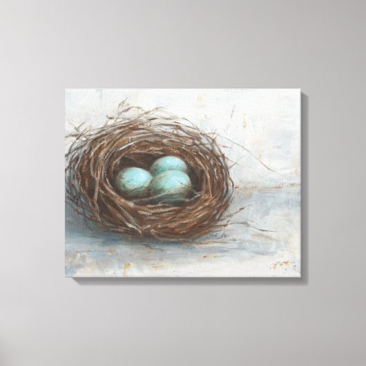 Rustige vogelnesttest - blauw canvas afdruk (Voorkant)