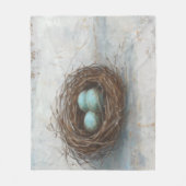 Rustige vogelnesttest - blauw fleece deken (Voorkant)