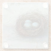 Rustige vogelnesttest - blauw glazen onderzetter (Achterkant)