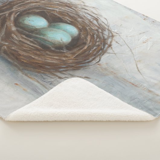 Rustige vogelnesttest - blauw sherpa deken (3/4)