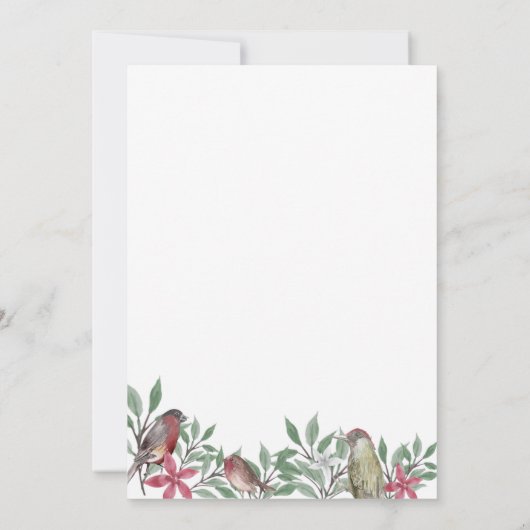 Rustige vogels botanische  uitnodiging (Achterkant)