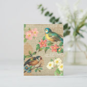 Rustige  vogels en bloemen Shabby Elegance Briefkaart (Staand voorkant)