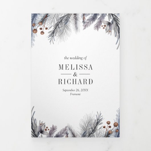 Rustige voorgevulde pijnbladeren tijdens het winte drieluik uitnodiging (Cover)