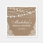 Rustige Vrijgezellenfeest Burlap String Lights Lac Servet (Voorkant)