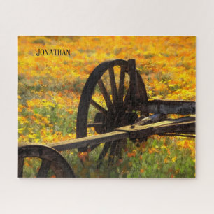 Rustige Wagon Wiel / Geel en Oranje Wilde Bloemen Legpuzzel