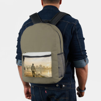 Rustige Wandelroute langs het Water Print Knip Naa Bedrukte Rugzak