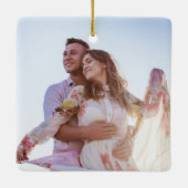 Rustige Waterverf Aqua Lila bladeren Sla de datum  Keramisch Ornament (Achterkant)