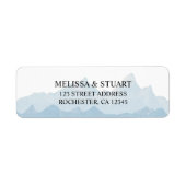 Rustige waterverf bergachtige landbruiloft etiket (Voorkant)