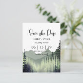 Rustige Waterverf Bergdenpine: houtbesparingsdatum Aankondigingskaart (Staand voorkant)