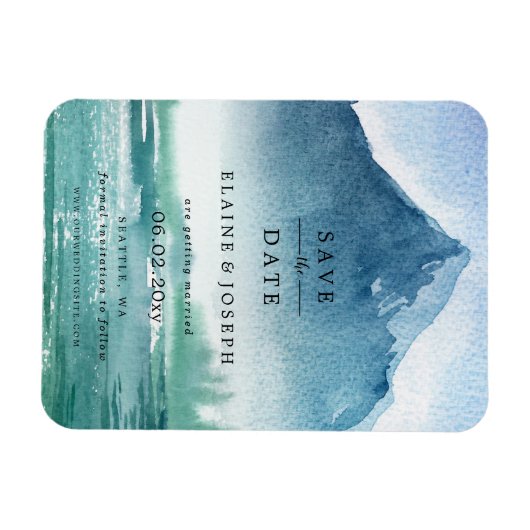 Rustige Waterverf bergen meer sparen de datum Magneet (Horizontaal)