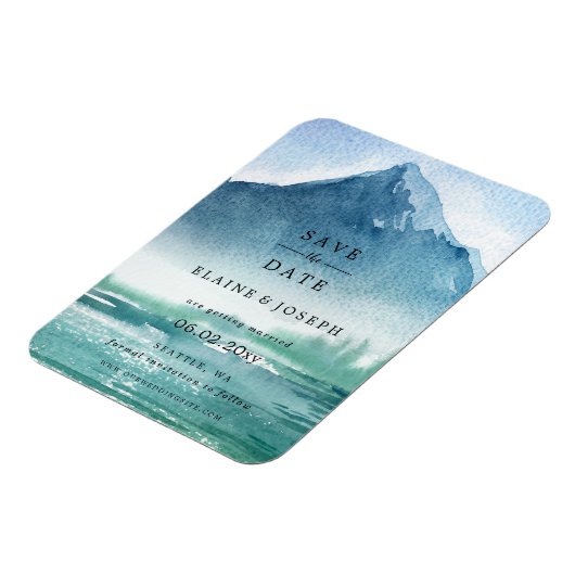 Rustige Waterverf bergen meer sparen de datum Magneet (Linkerzijde)