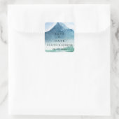 Rustige Waterverf bergen meer sparen de datum Vierkante Sticker (Tas)