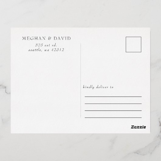 Rustige Waterverf bergen pine sparen de datum Folie Feestdagen Briefkaart (Achterkant)